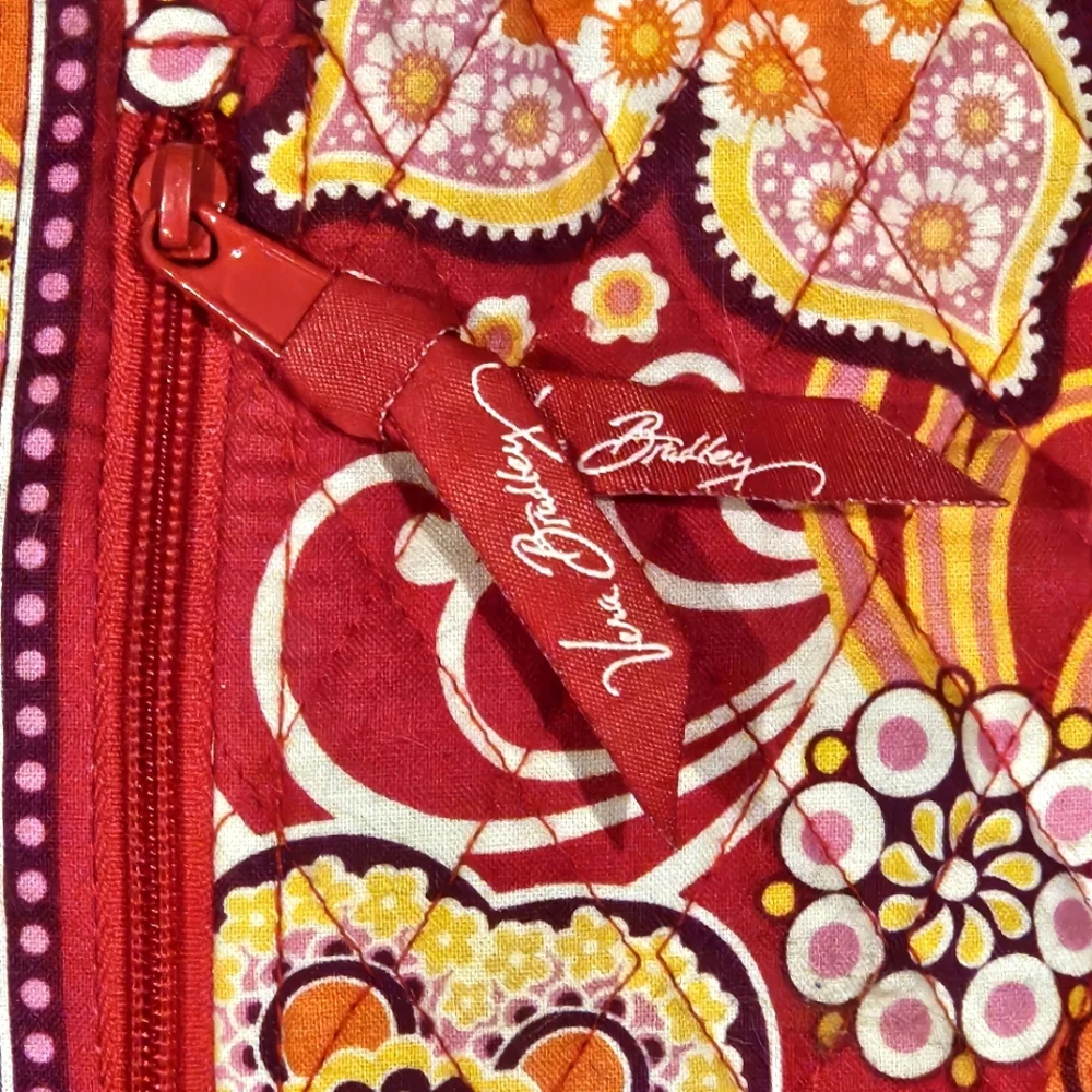 Vera Bradley Drawstring Backpack Cinch Tote Raspberry Fizz Pink Red Paisley 2008